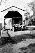 Car at covered bridge, Bartonsville